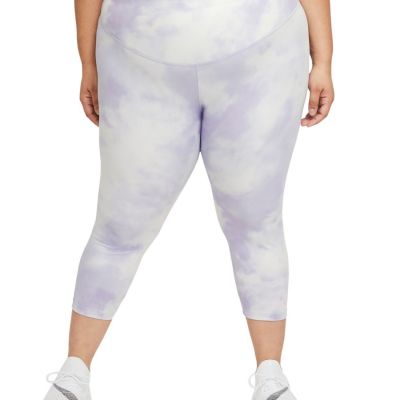 Nike Womens Plus Size One Icon Clash Crop Leggings Size:1X,Light Thistlewhite