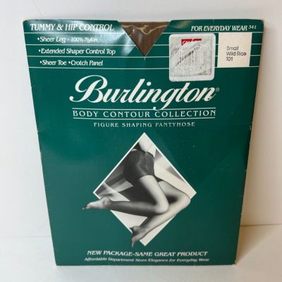 Vtg Burlington Body Contour Pantyhose Tummy Hip Control Small Wild Rice T01