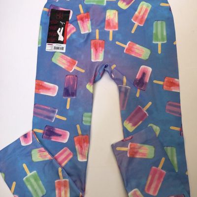 NO BOUNDARIES S 3 5 BLUE Bright POPSICLES Ice Pop Capri LEGGINGS NEW FLAW READ