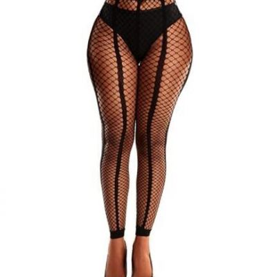 Womens Fishnet Tights Sexy Stockings Black Stripe Pantyhose One Size Black T1