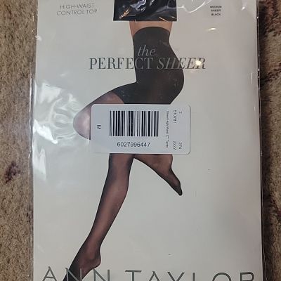 Ann Taylor High Waist Control Top Medium Sheer Black Perfect Sheer