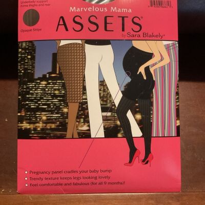 Assets by Spanx Marvelous Mama Maternity Tights Matt Opaque Stripe Black Size 3