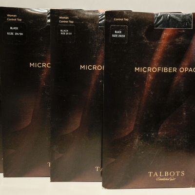 Talbots Microfiber Opaque Control Top Pantyhose size 2X-3X 4 pairs in Black