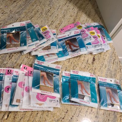 New Lot of 31 Walgreens Knee Highs One Size Suntan Coffee Black Beige Reinforced