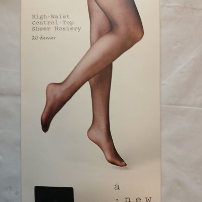 Women's 20D Sheer High-Waisted Control Top Tights - A New Day Black M/L