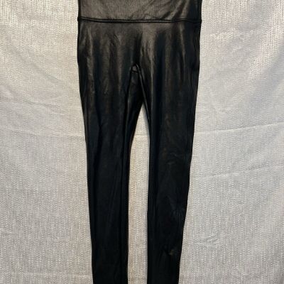 Spanx Faux Leather Leggings in Shiny Black Size XL Shaping Slimming