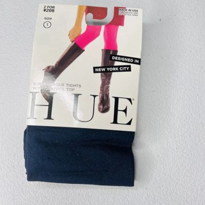 Hue Womens Super Opaque Tights With Control Top 1 Pair Size 1 Navy Blue New