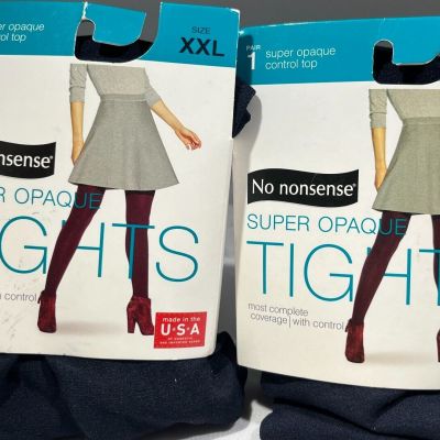 (2 PACK) No Nonsense Super Opaque Tights XXL - NAVY (Damaged Packaging)