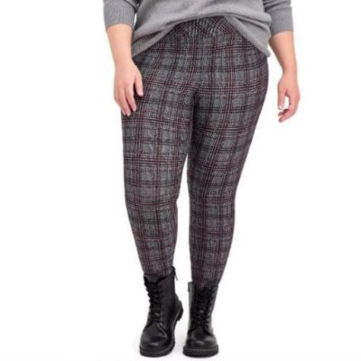 Torrid pixie pants plaid grey red  leggings w pockets sz 6r