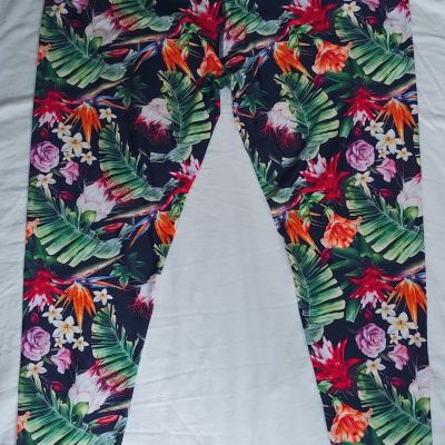 Fused Hawaii Lele Leggings Paradise Feels Size 4X Tropical Flowers Made in USA