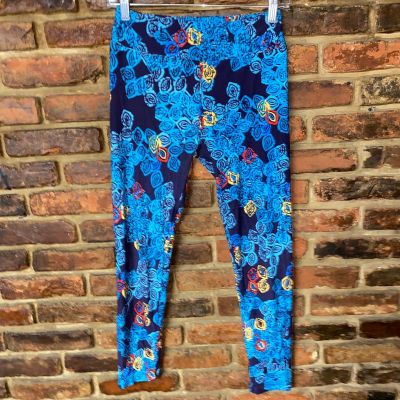 LuLaRoe Blue Yellow Red Printed Leggings Women's One Size