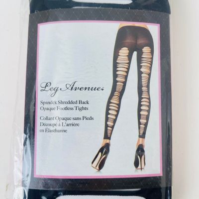 Leg Avenue Spandex Shredded Back Opaque Footless Tights, One Size - Black - NEW