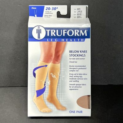 Truform Below Knee Stocking 20-30 Mmhg Below Knee Closed Toe Beige 8865-L “New”