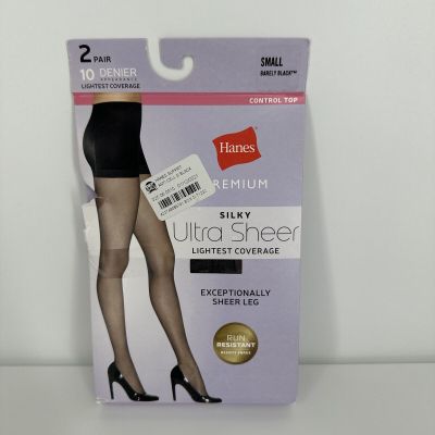 Hanes Premium Silky Ultra Sheer Lightest Coverage 2 Pack Barely Black Size Small