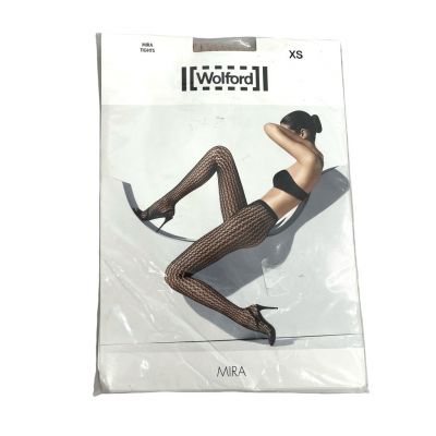 NEW WOLFORD Mira tights wavy fishnet Size XS CREAM SEA SAND