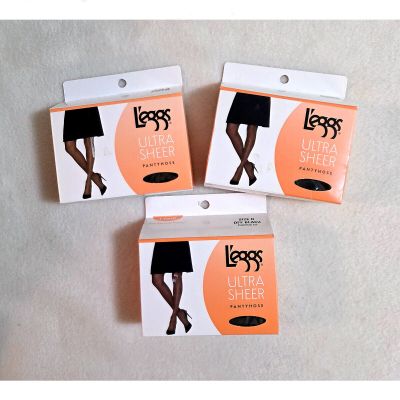 3 L'Eggs Ultrasheer pantyhose NIB Sz D Coffee Black Lot 6