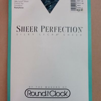 Montgomery Ward Round the Clock Sheer Perfection Pantyhose Navy szA vintage 1990