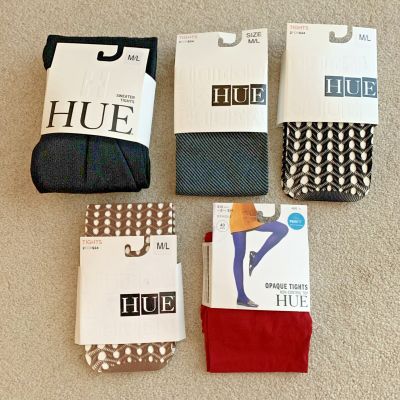 Vintage HUE tights lot of 5 pairs Sz M/L Sz 3