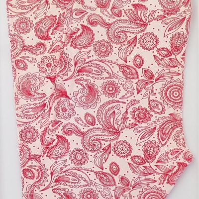 OS LuLaRoe One Size Leggings Red White Paisley Print NWT W39 New