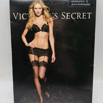 Victoria's Secret Size C Black Lace Top Stockings Sexy