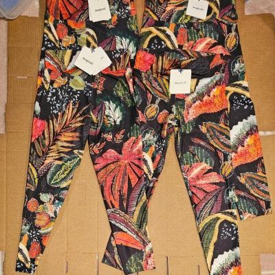 Desigual Leggings CLOTHING RESALE LOT OF 4 Colorful Stretch Elastic Waist Floral