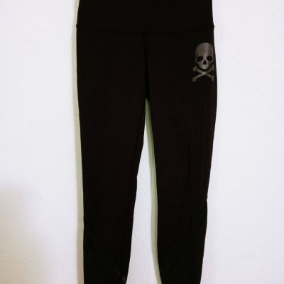 Lululemon X SoulCycle Legging Womens Size 4 Black Silver Skull Fold Over Band