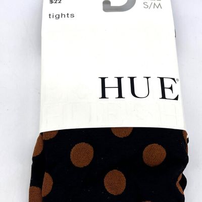 HUE Black w/ Brown Polka Dot Tights w/ Control Top U14075 Size S/M