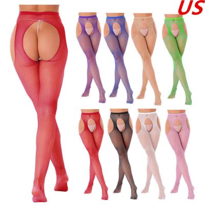 US Women Sexy Hollow Out Stockings High Waist Elastic Waistband Cutout Pantyhose