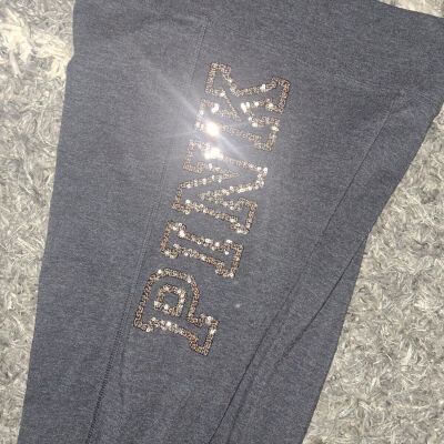 Vs pink Older Style bling logo leggings size medium Dark Grey  Never Worn