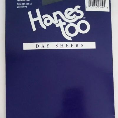 Hanes Too Day Sheers Pantyhose Control Top Style 136 Classic Navy Size CD Vtg