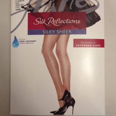 Hanes CD Silk Reflections Silky Sheer Control Top Reinforced Toe Travel Buff New