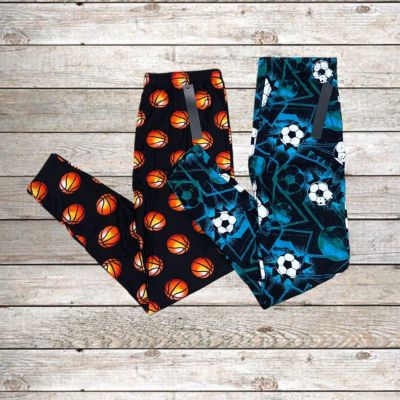 Women’s Leggings Plus Size 1X-2X Sports Print Soccer Basketball NWT Stretch Soft