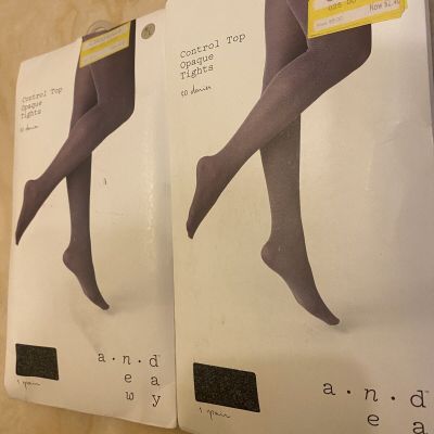 A NEW DAYELEGANT  BEAUTIFUL SEXY CONTROL TOP OPAQUE TIGHTS WOMEN LOT 2 SIZE M/L