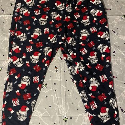 Terra and Sky - Women's Plus Size Knit Ankle Leggings - Christmas Cats - Size 5X