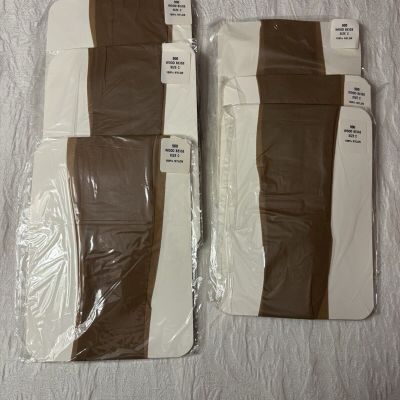 6 Pairs VTG National's RHT Garter  Nylon Stockings Wood Beige Size C (7?)