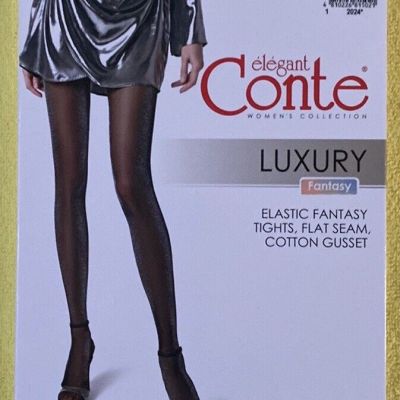 New  Luxury Elastic Tights Flat Seam Cotton Gusset Size Large Black Color