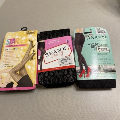 Spanx Assets Black Shaping Tights Size B/C  (Lot of3) NWT