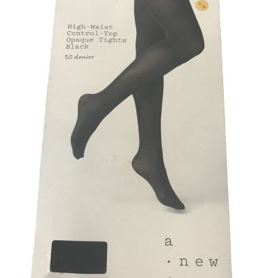 Women's 50D Opaque High-Waisted Control Top Tights - A New Day Black S/M