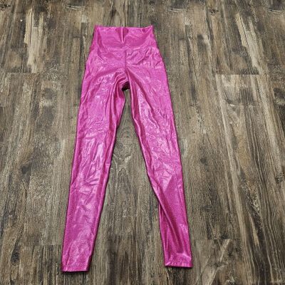 Women's Beach Riot Sport Hot Pink Glitter Leggings Shiny Sparkly Sz S High Waist