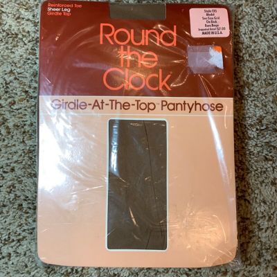 Round The Clock Girdle-At-the-Top RT Sheer PANTYHOSE Bare Beige Size MODEL New