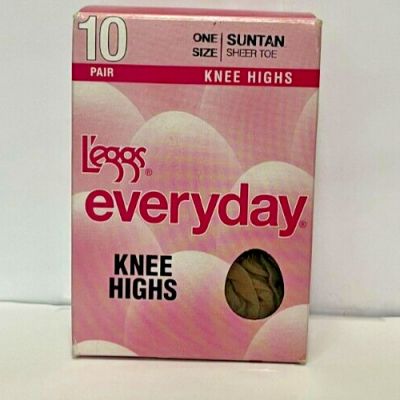 Leggs Everyday KNEE HIGHS 10 Pair One Size Suntan New In Package