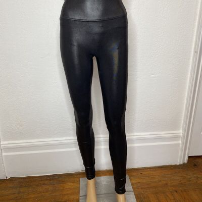 SPANX Faux Leather Leggings Women's Size M Black Compression