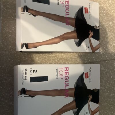 NWT Lot of 4 Pairs Hanes Stylessentials Regular Top Pantyhose Sheer Leg Suntan B