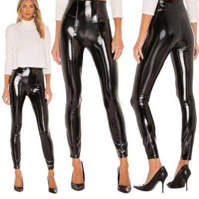 NWOT SPANX FAUX PATENT SHINY LEATHER BLACK Leggings Pants sz Large