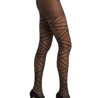 NWT Nordstrom Linear Plaid Tights Size M/L