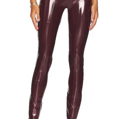 SPANX Faux Patent Leather Liquid Gloss Leggings Pants Ruby Size Petite XS NWT