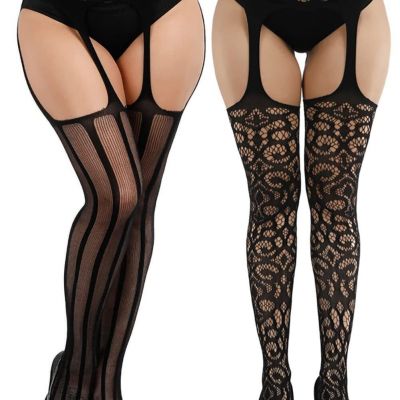 Women's Garter Belt Fishnet Tights Stockings High Waisted Suspender Pantyhose...