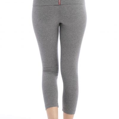 Hard Tail Forever Roll Down Capri Legging Medium Gray Style# 588 USA Logo Yoga