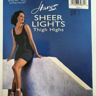 HANES Sheer Lights Thigh Highs Stockings Sandalfoot B42 Size 1 