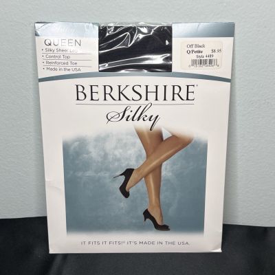 Berkshire Silky Sheer Leg Pantyhose Control Top Queen Style Off Black Q/Petite